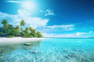 AI generated an ocean view with a beach island photo