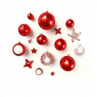 AI generated holiday decorations on white background red background photo