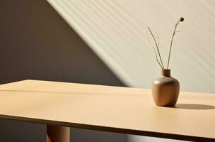AI generated small vase and a desk with shadow, photo