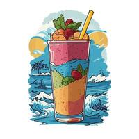 AI generated graphic of summer colorful drink on holiday background photo