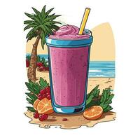 AI generated graphic of summer colorful drink on holiday background photo