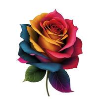 AI generated large rainbow rose graphic on a white background photo