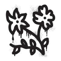 Cereza florecer pintada con negro rociar pintar vector