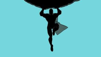 super-héros en portant rocher silhouette video