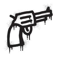 Gun graffiti with black spray paint vector