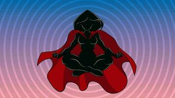 Superheroine Meditating Background Silhouette video