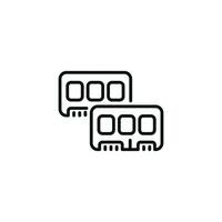 Random access memory line icon isolated on white background. RAM icon vector