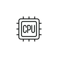 Processor line icon isolated on white background. CPU icon vector