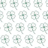 Seamless pattern of Outline four leaf clover. Design concept St. Patrick greeting or many other uses vector