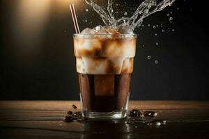 AI generated coffee drink with ice cubes. Pro Photo