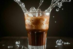 AI generated coffee drink with ice cubes. Pro Photo