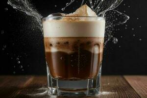 AI generated coffee drink with ice cubes. Pro Photo