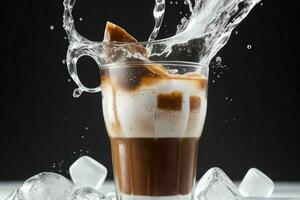 AI generated coffee drink with ice cubes. Pro Photo