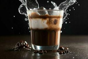 AI generated coffee drink with ice cubes. Pro Photo