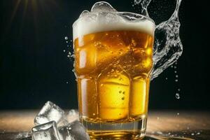 AI generated cold beer. Pro Photo