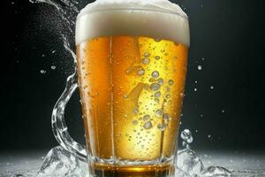 AI generated cold beer. Pro Photo