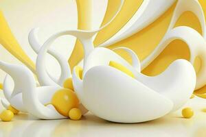 AI generated 3d rendering luxury white and yellow abstract background. Pro Photo