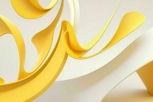 AI generated 3d rendering luxury white and yellow abstract background. Pro Photo