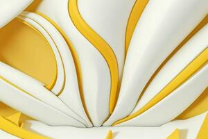 AI generated 3d rendering luxury white and yellow abstract background. Pro Photo