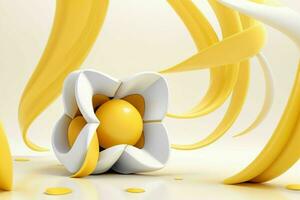 AI generated 3d rendering luxury white and yellow abstract background. Pro Photo