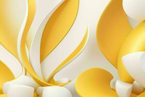 AI generated 3d rendering luxury white and yellow abstract background. Pro Photo