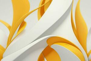 AI generated 3d rendering luxury white and yellow abstract background. Pro Photo