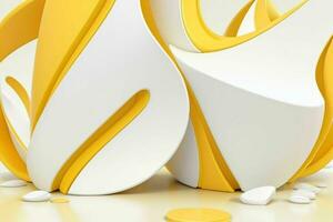 AI generated 3d rendering luxury white and yellow abstract background. Pro Photo