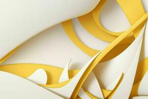 AI generated 3d rendering luxury white and yellow abstract background. Pro Photo