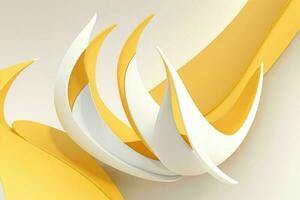 AI generated 3d rendering luxury white and yellow abstract background. Pro Photo