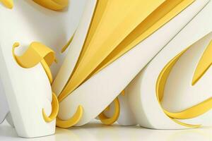 AI generated 3d rendering luxury white and yellow abstract background. Pro Photo