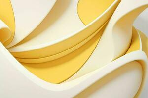 AI generated 3d rendering luxury white and yellow abstract background. Pro Photo