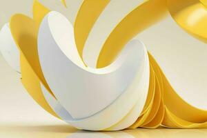 AI generated 3d rendering luxury white and yellow abstract background. Pro Photo