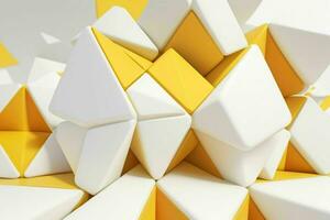 AI generated 3d rendering luxury white and yellow abstract background. Pro Photo