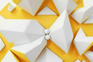 AI generated 3d rendering luxury white and yellow abstract background. Pro Photo