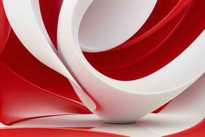 AI generated 3d rendering luxury white and red abstract background. Pro Photo