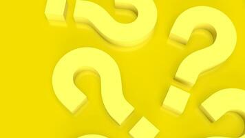 The yellow question mark for abstract background  3d rendering. photo