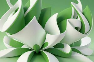 AI generated 3d rendering luxury green and white abstract background. Pro Photo