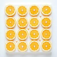 AI generated a square with lemon slices sitting across from it, photo