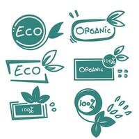 hand drawn doodle eco natural label illustration vector