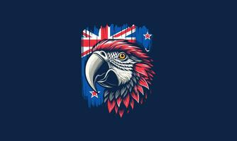 head parrot with background australia flag vector artwork design