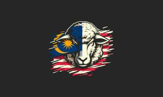 cabeza oveja con bandera Malasia vector ilustración diseño