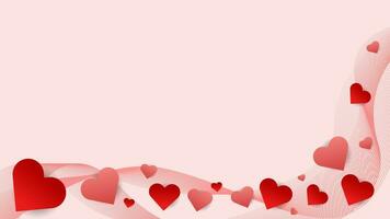 Vector illustration of a valentine's day background, with soft pink and red hearts. background with lines and red love symbols