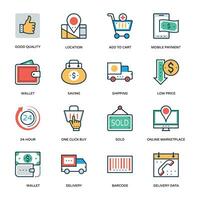Pack of Commerce Flat Icons vector