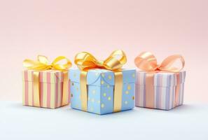 AI generated tiny gift boxes wrapped with fabric photo