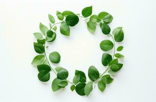 AI generated round circular arrangement of green leaves photo