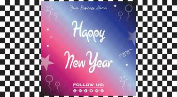 Happy New Year Celebration Social Media Post Templates Illustration free Vector