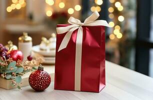 AI generated gift ideas for friends and family with a red shopping bag and pomegranate photo