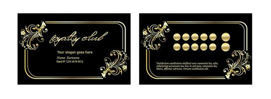 lealtad tarjeta en lujo estilo oro y negro vector