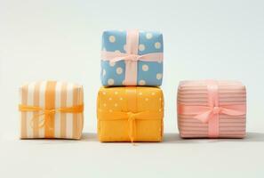 AI generated tiny gift boxes wrapped with fabric photo