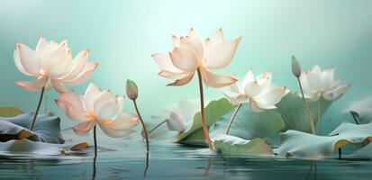 AI generated a painting of lotus plants and the water, photo